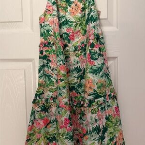 Janie and Jack Floral Kids Dress - Green and Pink